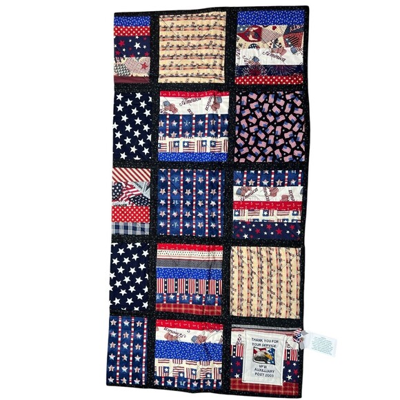 PATRIOTIC QUILT FLAG RED WHITE & BLUE BLANKET VFW AUXILLIARY POST 2003 - Picture 3 of 16